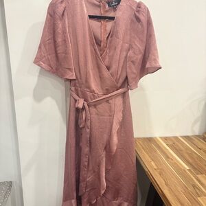 Lulu's Mauve Wrap Midi Dress